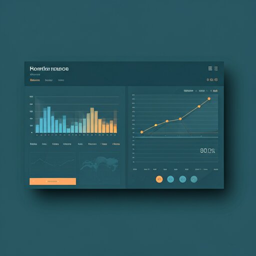 A stylized mockup of a monitoring dashboard showing various performance metrics like CPU usage, memory, and network traffic with colorful graphs and charts.