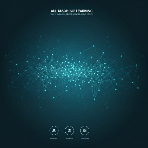 Infographic for AI & Machine Learning, showing data nodes and neural networks.